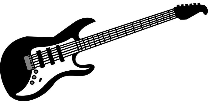 A White Guitar With Black Background PNG