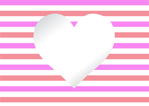 A White Heart On A Pink And White Striped Background