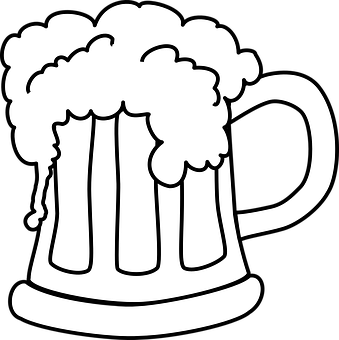 A White Outline Of A Mug Of Beer PNG