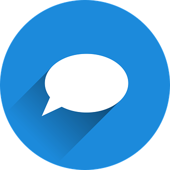 A White Speech Bubble In A Blue Circle PNG