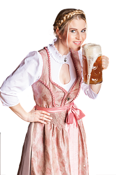 A Woman Holding A Glass Of Beer PNG