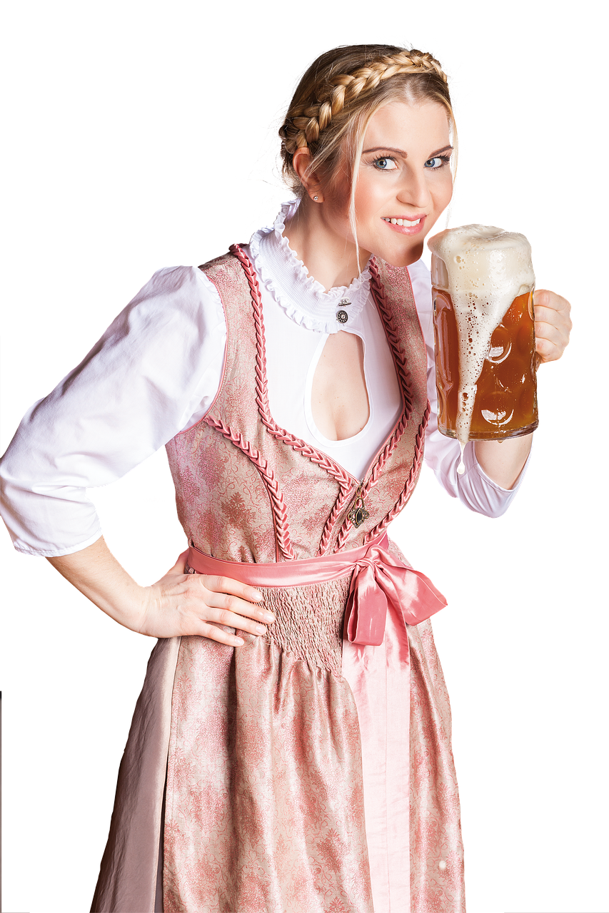 A Woman Holding A Glass Of Beer PNG