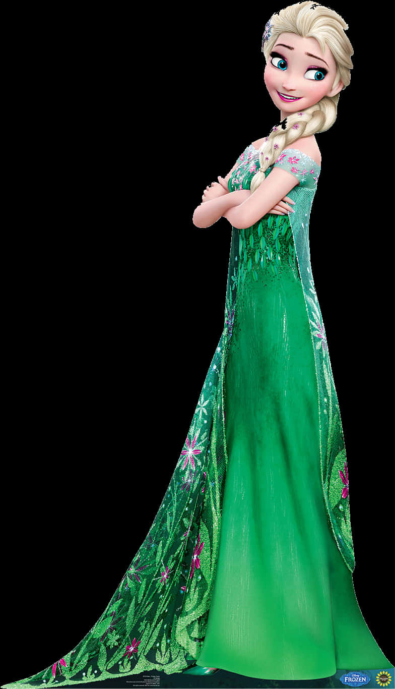 A Woman In A Green Dress PNG