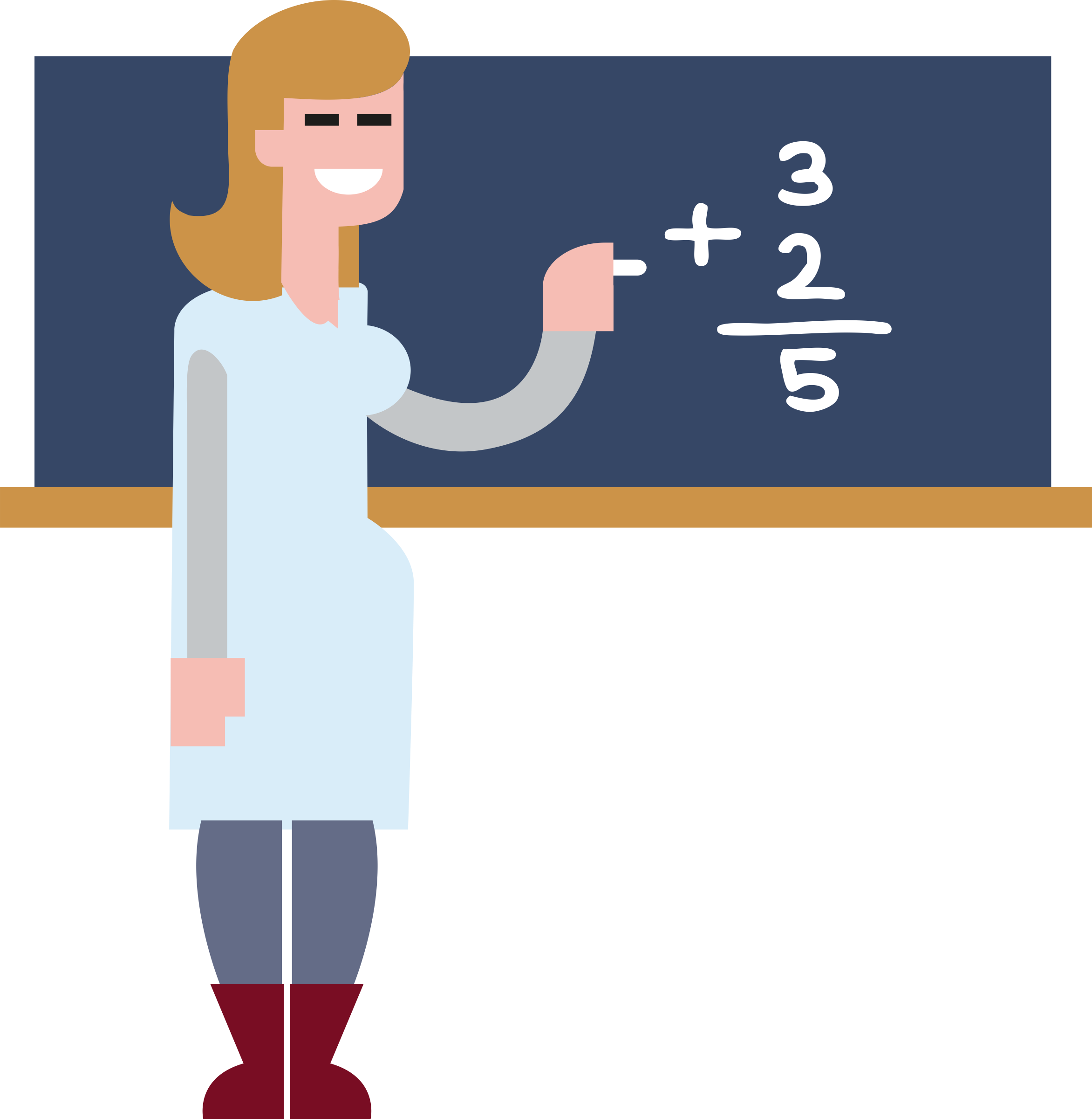 A Woman Standing In Front Of A Chalkboard PNG
