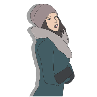 A Woman Wearing A Hat And Scarf PNG