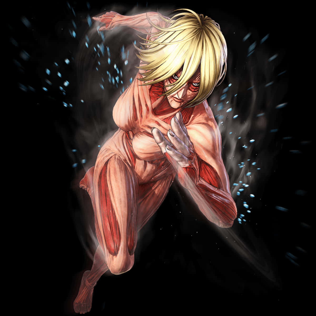 A Woman With Blonde Hair And Red Eyes Running PNG