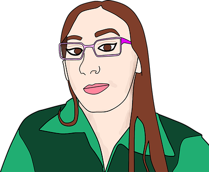 A Woman With Long Hair Wearing Glasses PNG