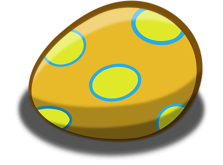 A Yellow And Blue Egg With Blue Dots PNG