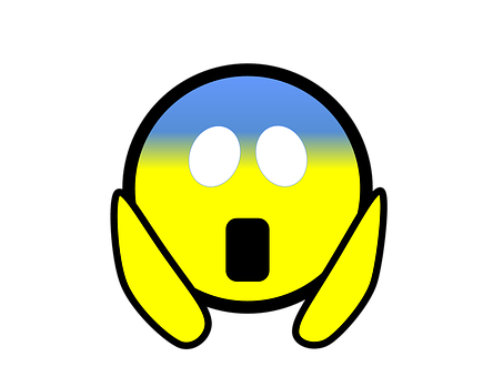 A Yellow And Blue Emoji With Two White Eyes PNG