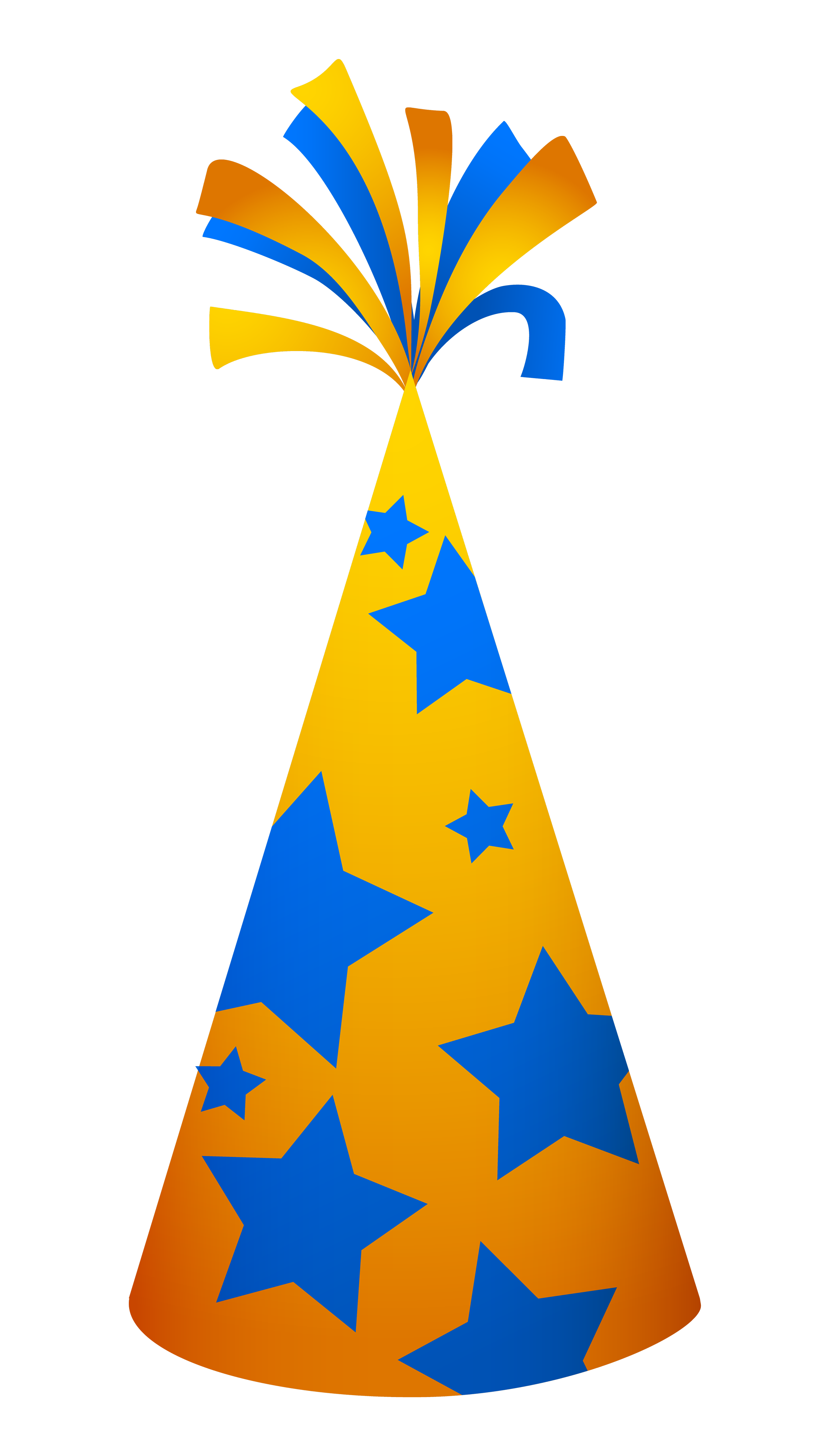 A Yellow And Blue Party Hat With Stars