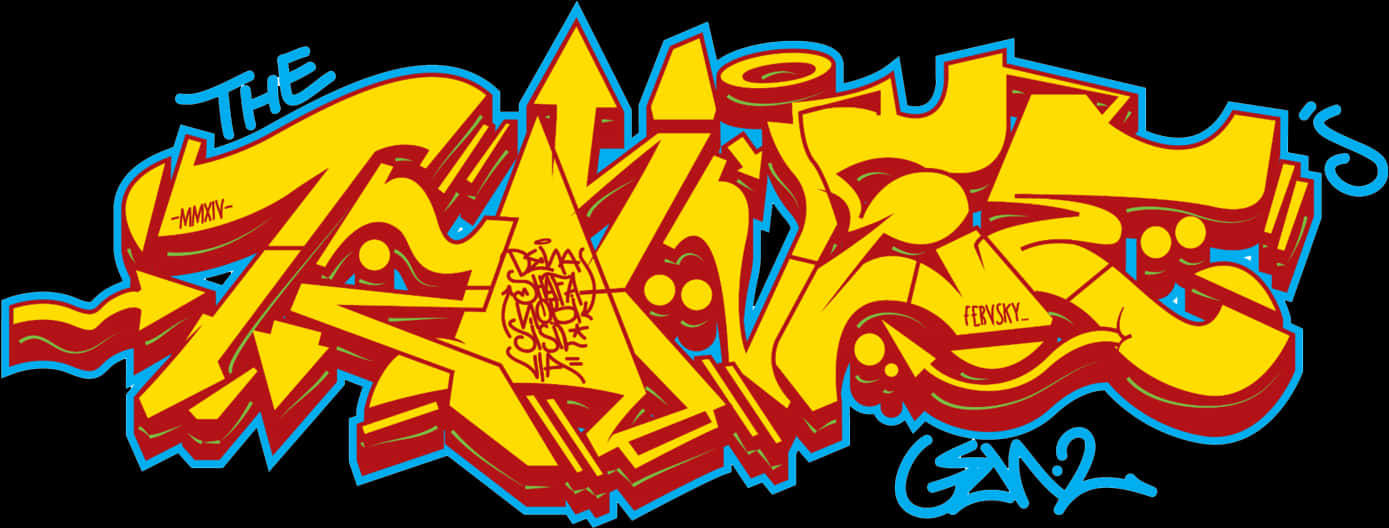A Yellow And Red Graffiti PNG