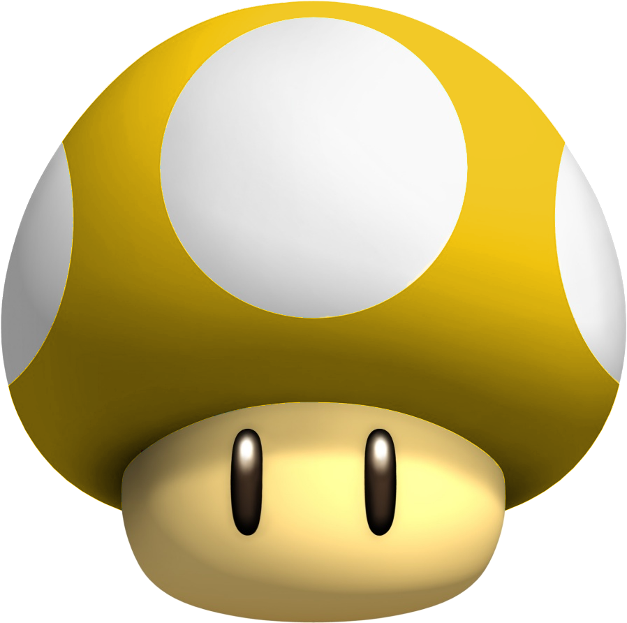 A Yellow And White Mushroom With Black Eyes PNG