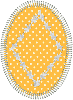 A Yellow And White Polka Dot Fabric With White Stitching