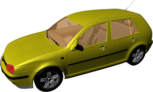A Yellow Car With Tan Seats PNG