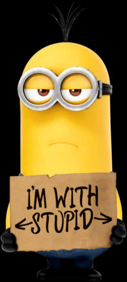 A Yellow Cartoon Character Holding A Sign PNG