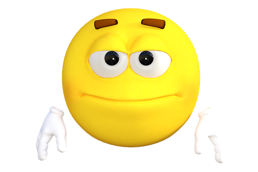 A Yellow Cartoon Face With White Gloves PNG