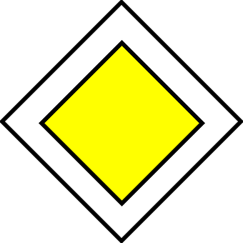 A Yellow Diamond With Black Border PNG