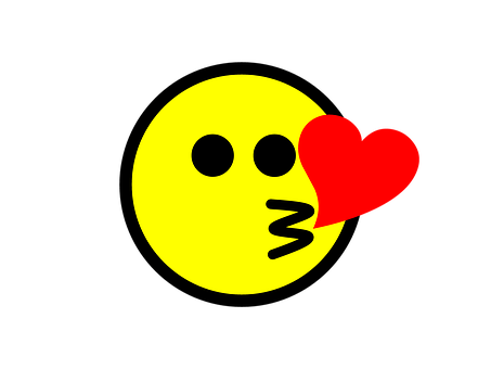 A Yellow Face With A Red Heart PNG