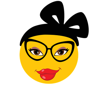 A Yellow Face With Glasses And A Woman's Lips PNG