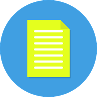 A Yellow Paper With White Lines On A Blue Circle PNG