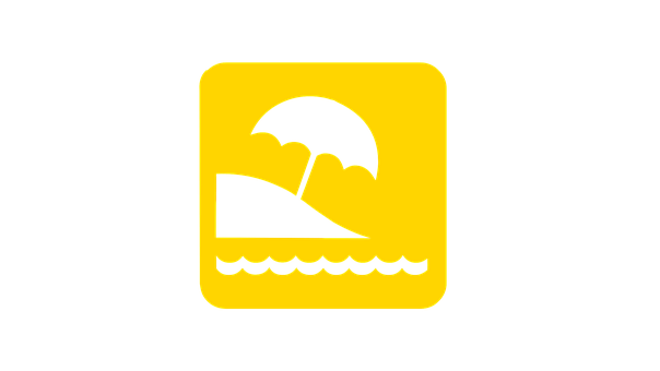 A Yellow Sign With A Black Umbrella On The Hill PNG