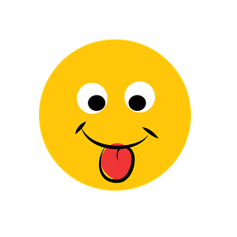 A Yellow Smiley Face With Eyes And Tongue Sticking Out PNG