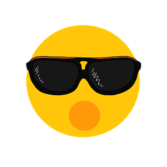 A Yellow Smiley Face With Sunglasses PNG