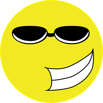 A Yellow Smiley Face With Sunglasses PNG