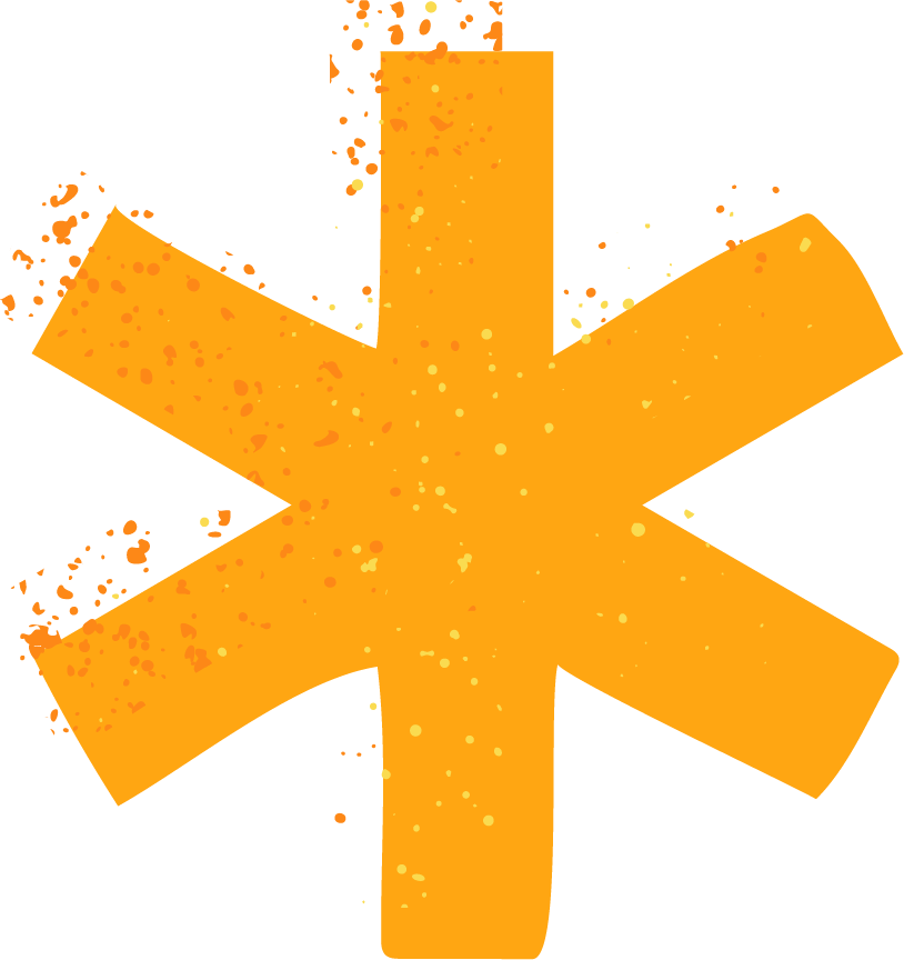 A Yellow Star With Splattered Paint PNG