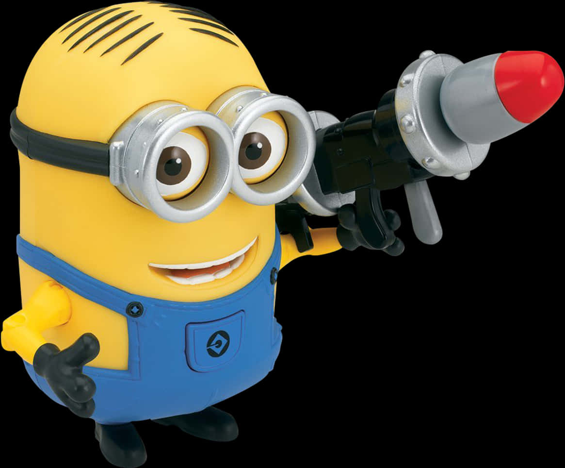 A Yellow Toy Character Holding A Toy Gun PNG