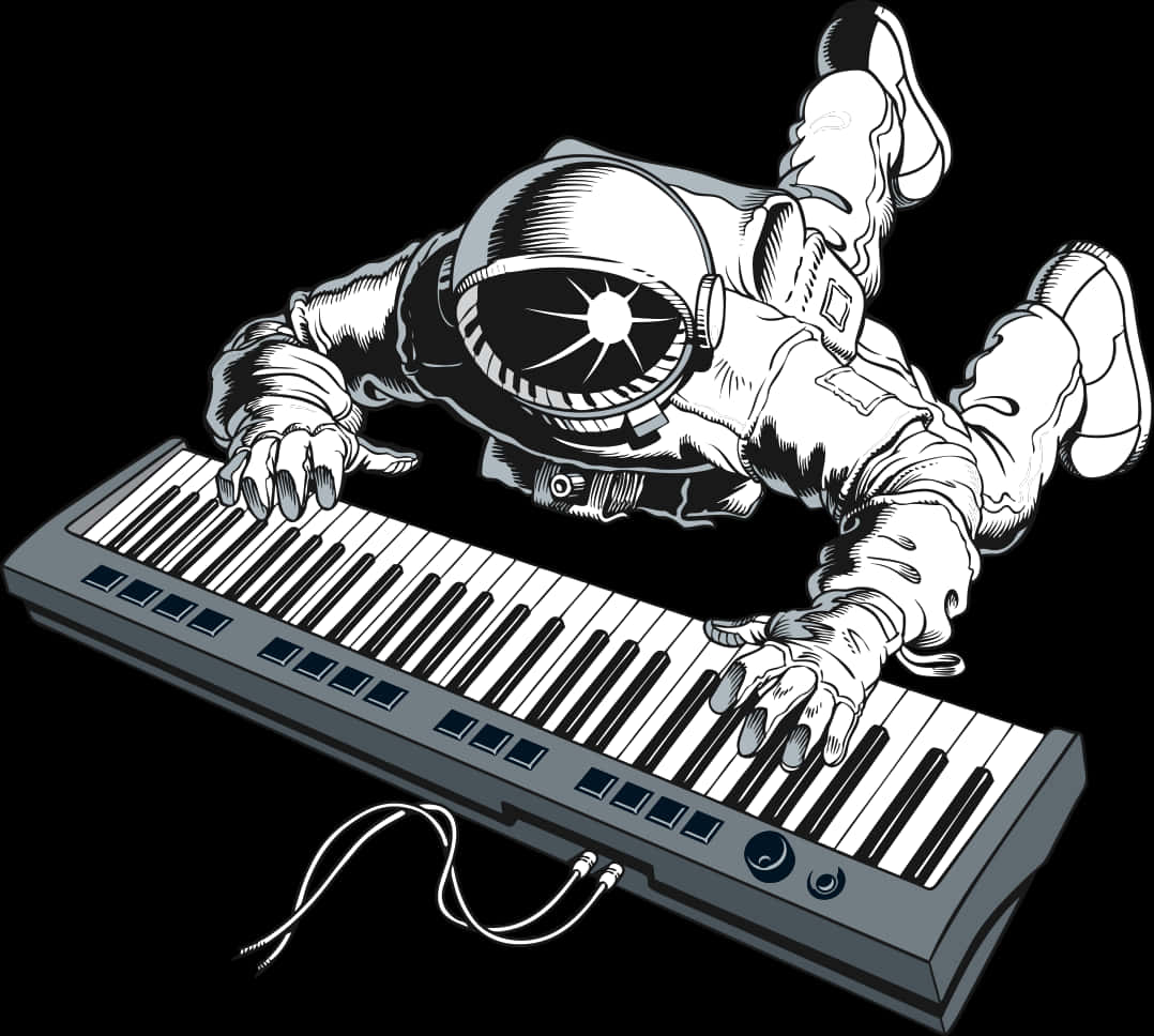 An Astronaut Playing A Piano