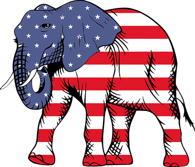 An Elephant With A Flag Painted On It PNG