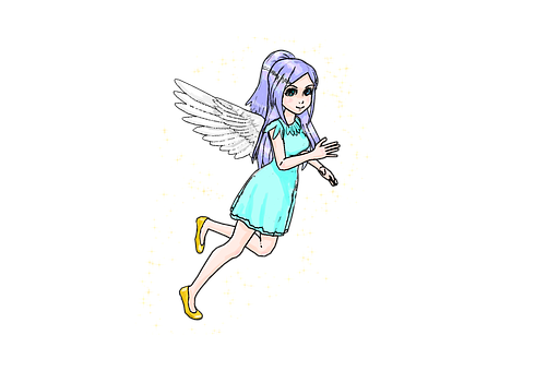 Cartoon A Cartoon Of A Girl With Wings PNG