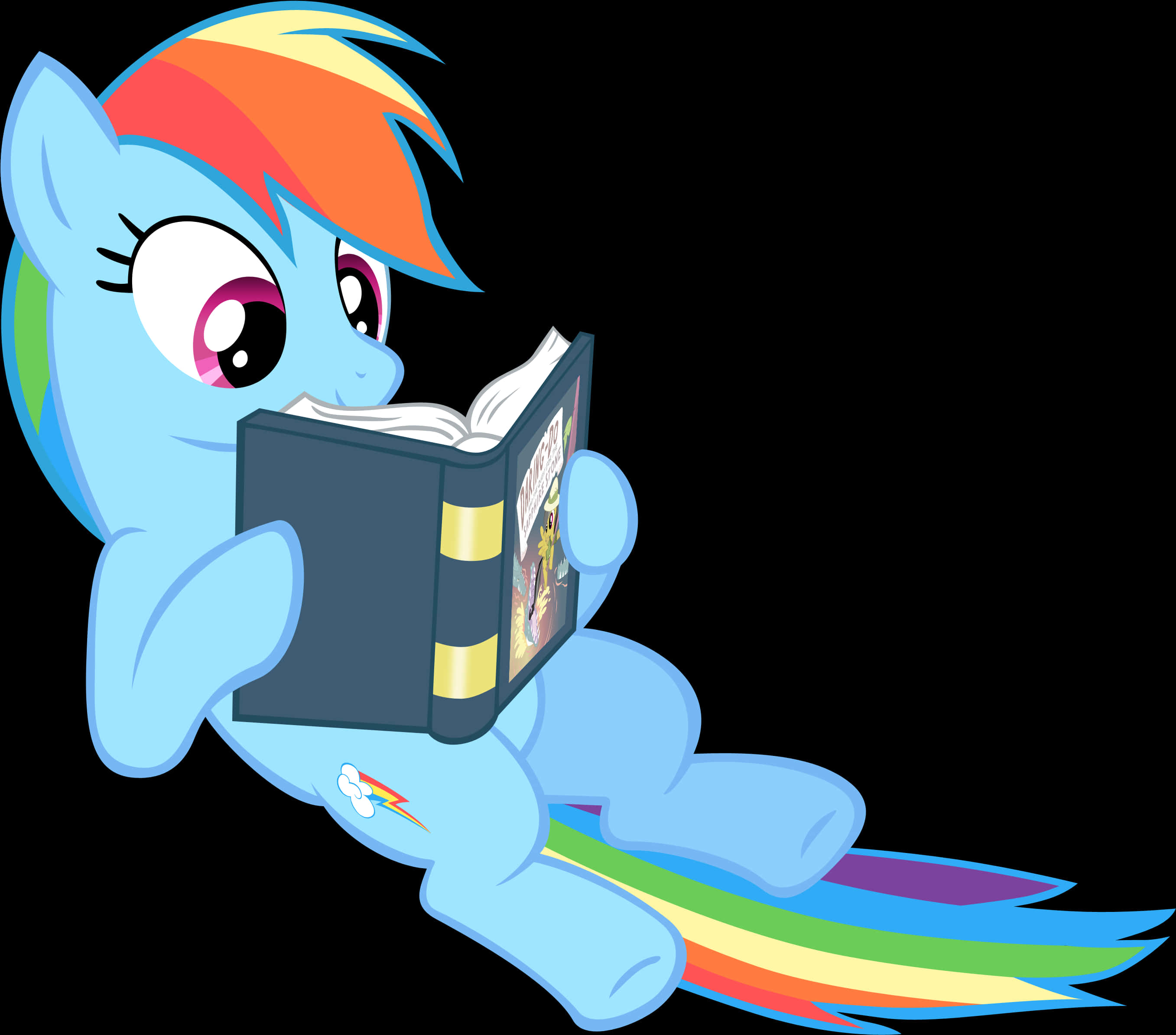 Cartoon A Cartoon Of A Pony Reading A Book PNG