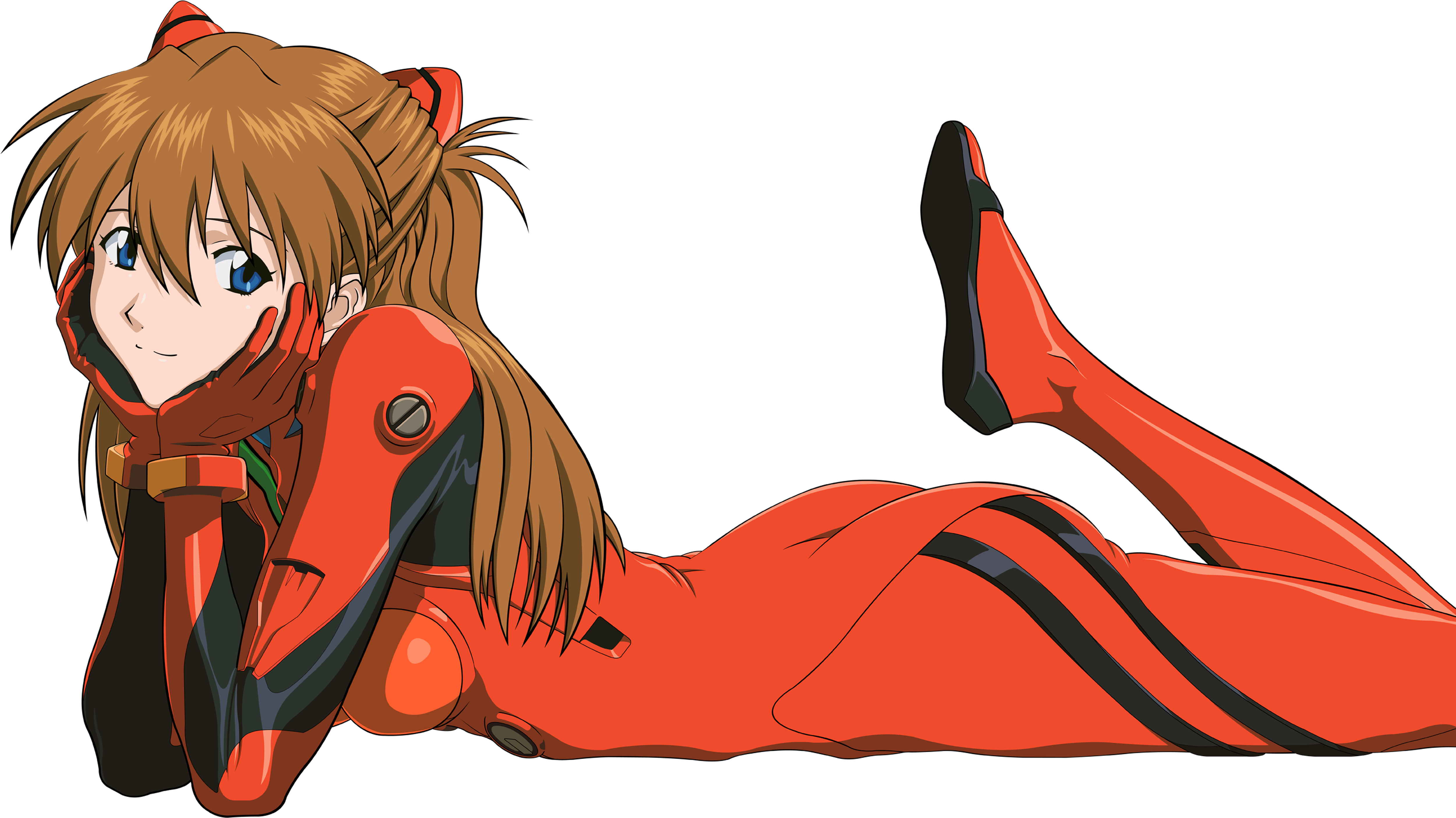 Cartoon A Cartoon Of A Woman In A Orange Outfit Lying On Her Stomach PNG