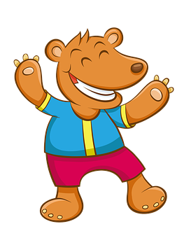 Cartoon Bear Wearing A Blue Shirt And Pink Pants PNG