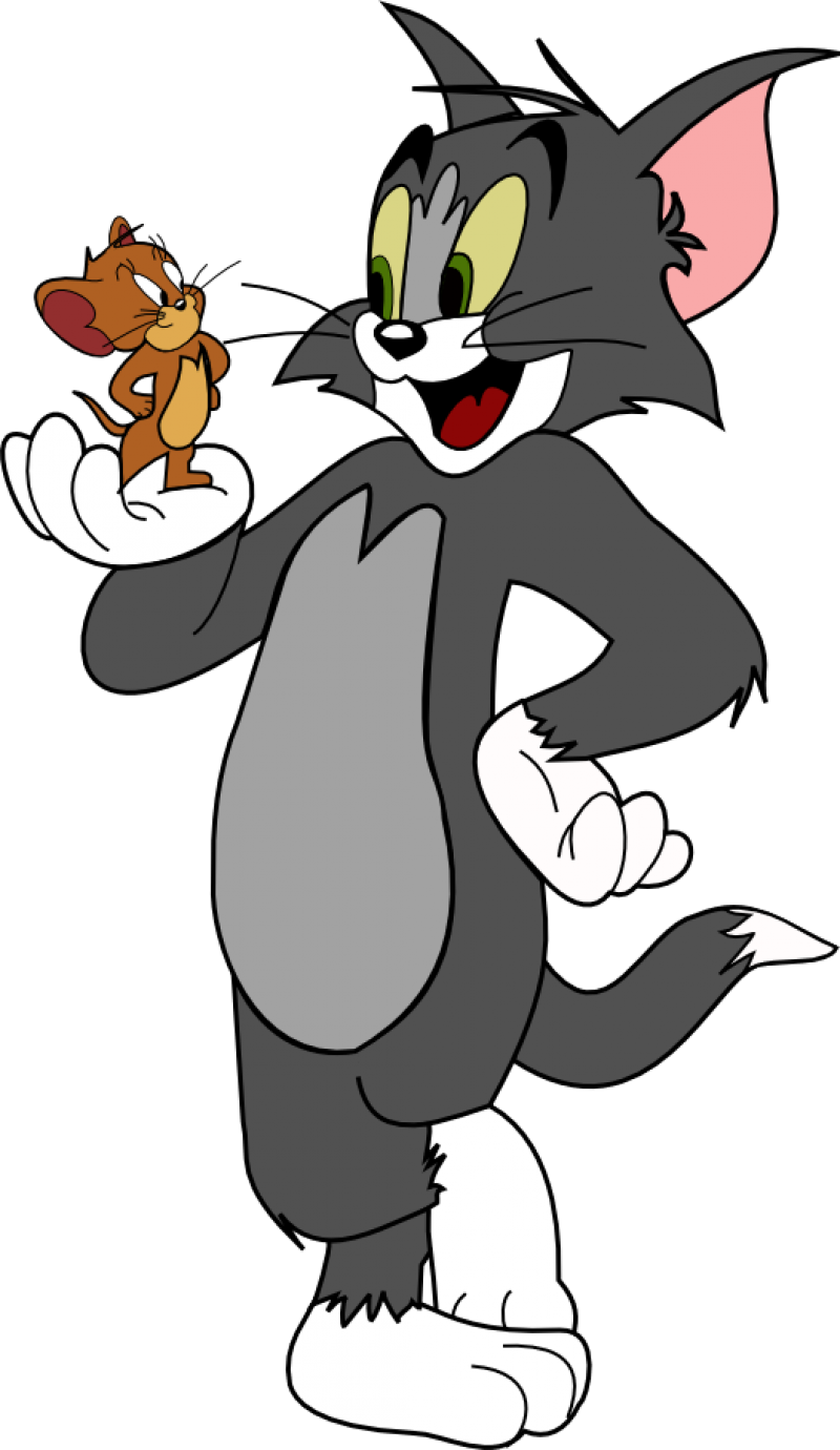 Cartoon Cat And Mouse On Hand PNG