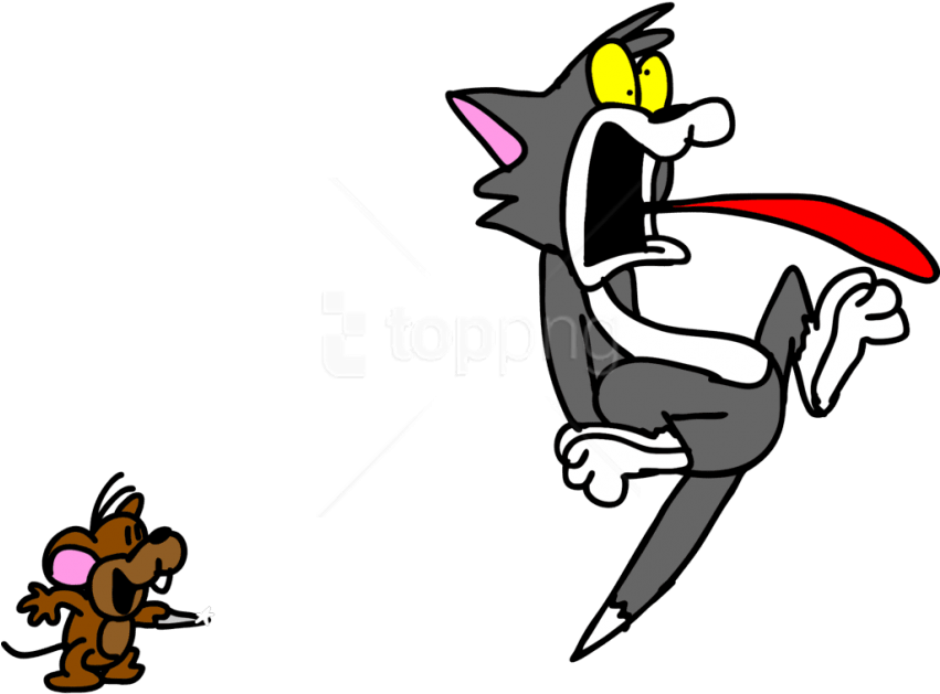 Cartoon Cat And Mouse With Tongue Out PNG