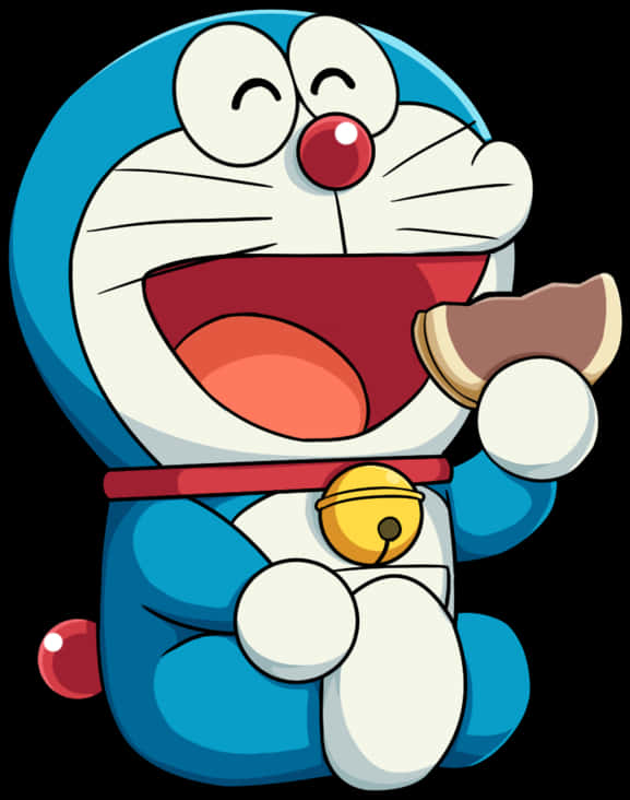 Cartoon Character Of A Cat Eating A Piece Of Food PNG
