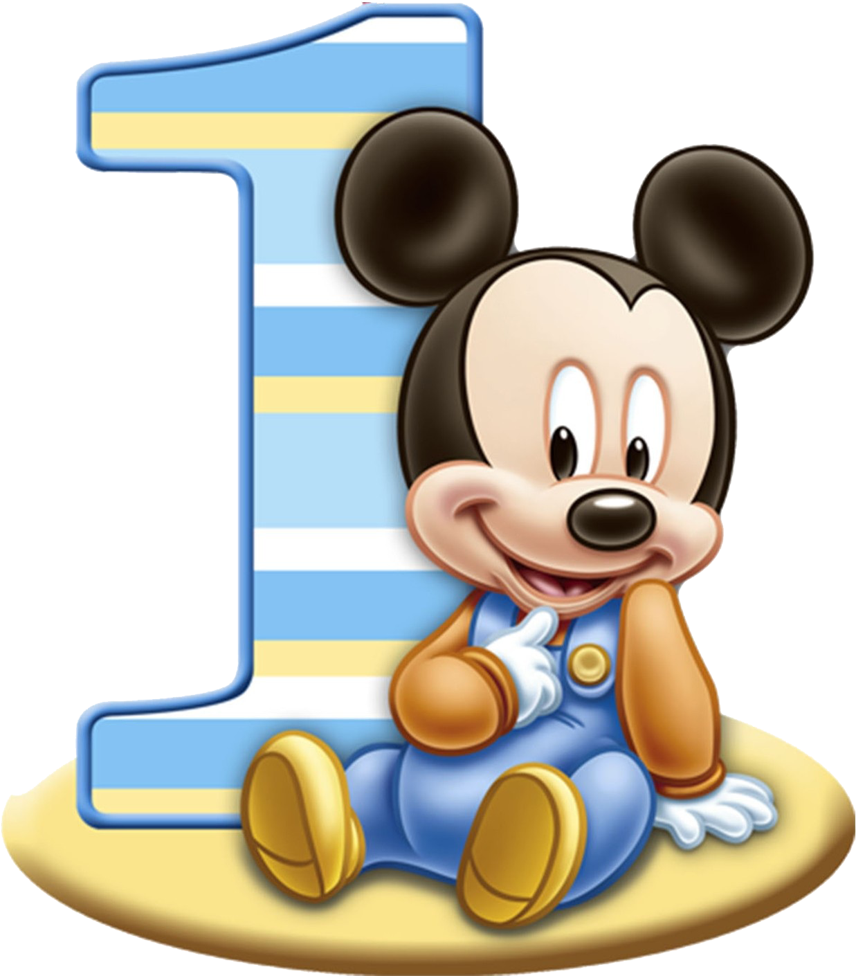 Cartoon Character Of A Mouse Sitting On A Number One PNG