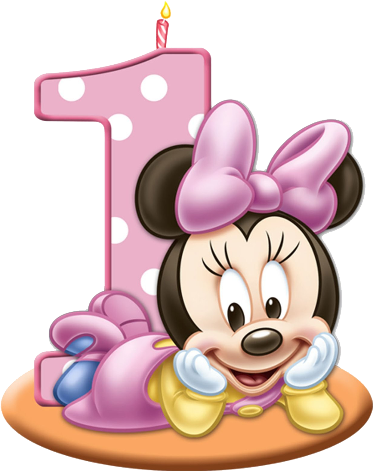 Cartoon Character Of A Mouse With A Pink Polka Dot Dress And A Number One