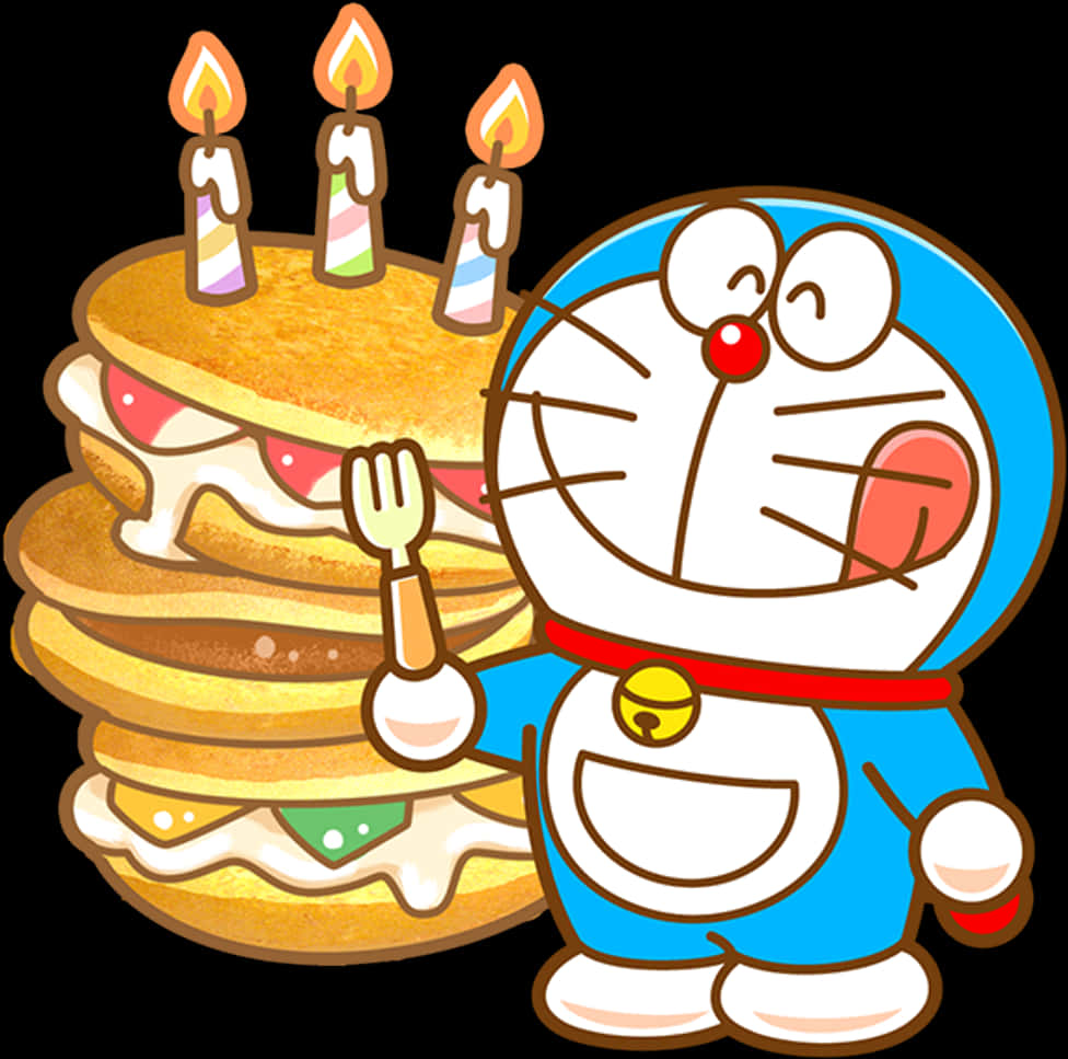 Cartoon Character With A Fork And A Cake PNG