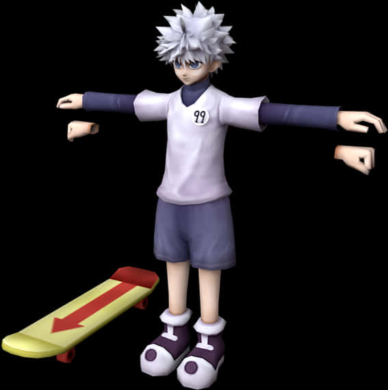 Cartoon Character With Arms Spread Out And A Skateboard PNG