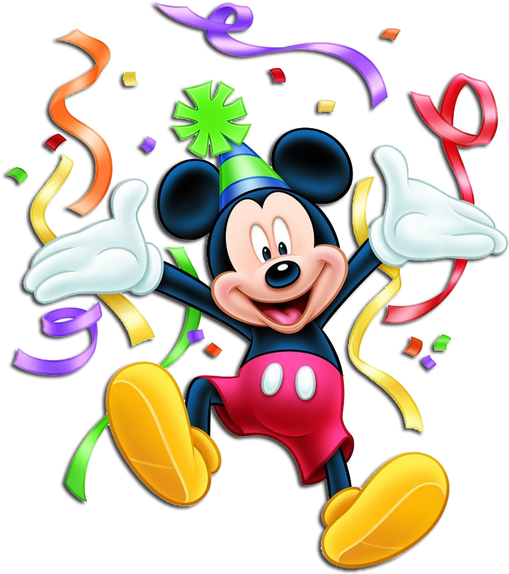 Cartoon Character With Confetti And Streamers