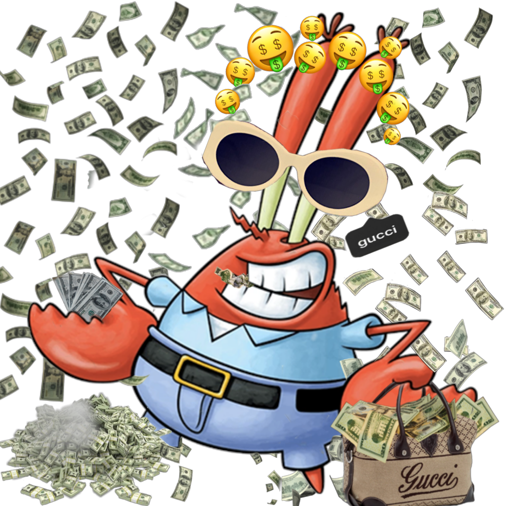 Cartoon Character With Money Falling From The Ground PNG