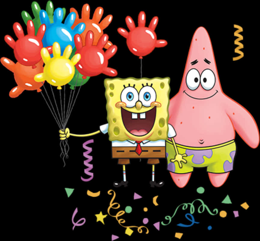Cartoon Characters Holding Balloons PNG