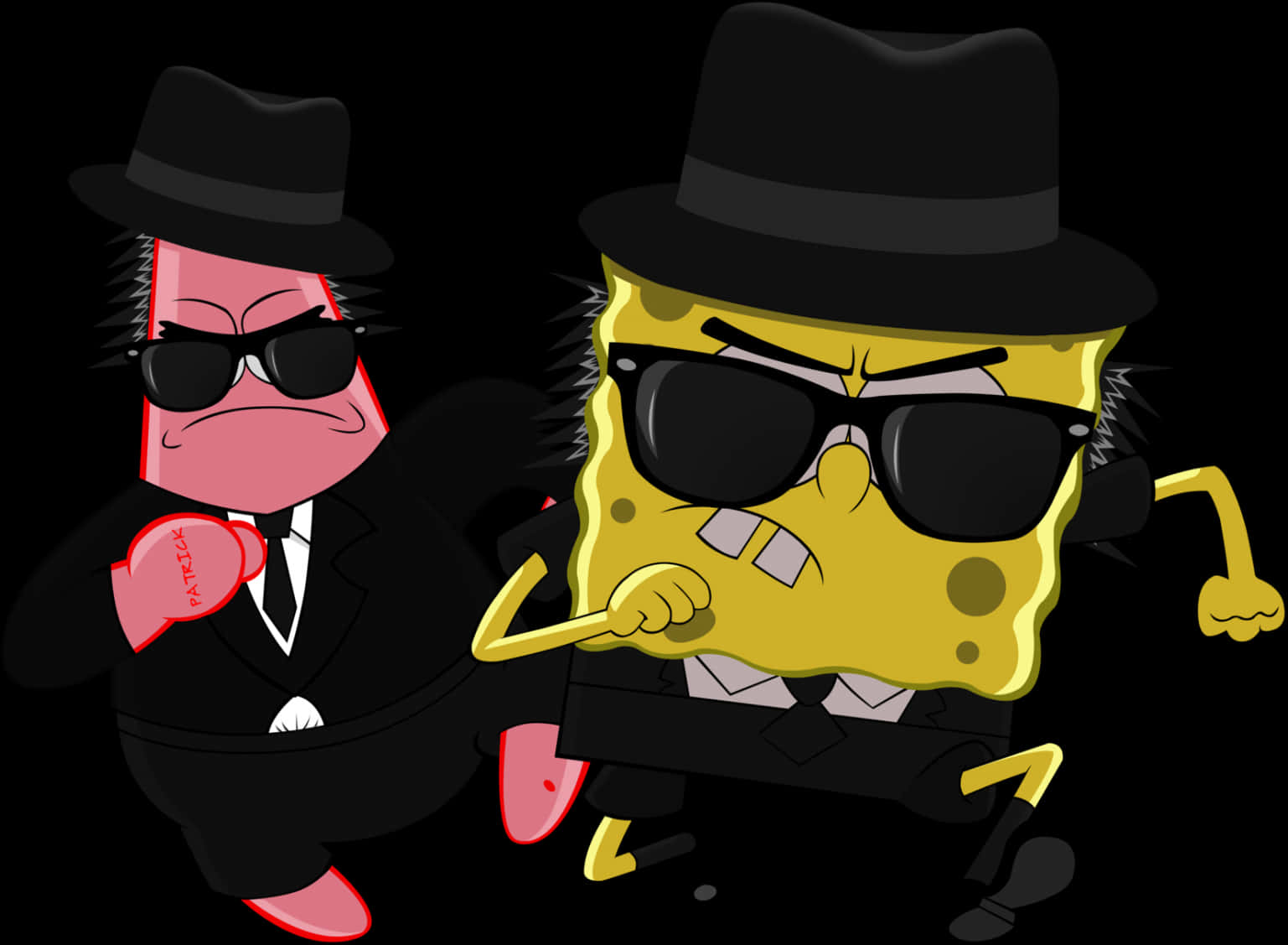 Cartoon Characters In Black Suits And Sunglasses PNG