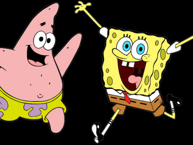 Cartoon Characters Of Spongebob And A Spongebob Squarepants PNG