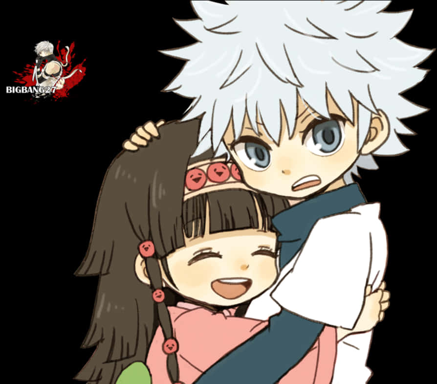 Cartoon Of A Boy And Girl Hugging PNG