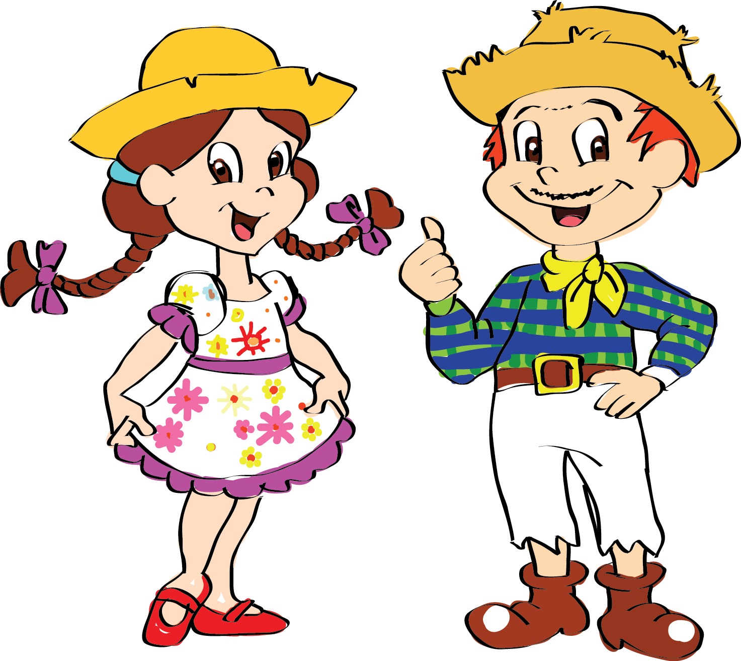 Cartoon Of A Boy And Girl PNG